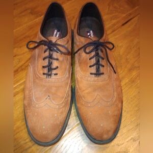 Roundtree & Yorke Men's Brown Nubuck Leather Oxford Shoes w Nonskid Soles 11